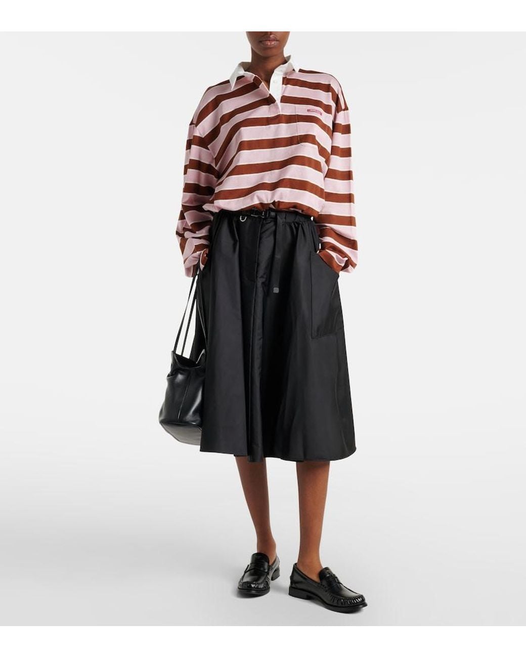 Polo Cropped De Jersey De Algodon Prada de color Pink