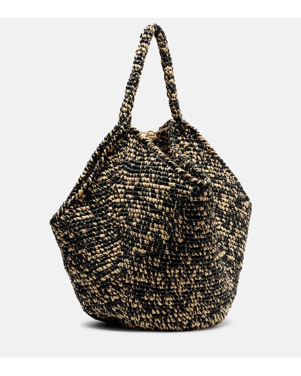 Khaite Black Lotus Medium Raffia Tote Bag