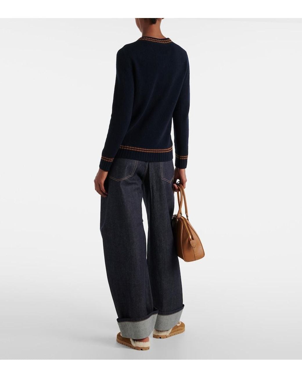 Prada Blue Crew-Neck Cashmere Jumpe