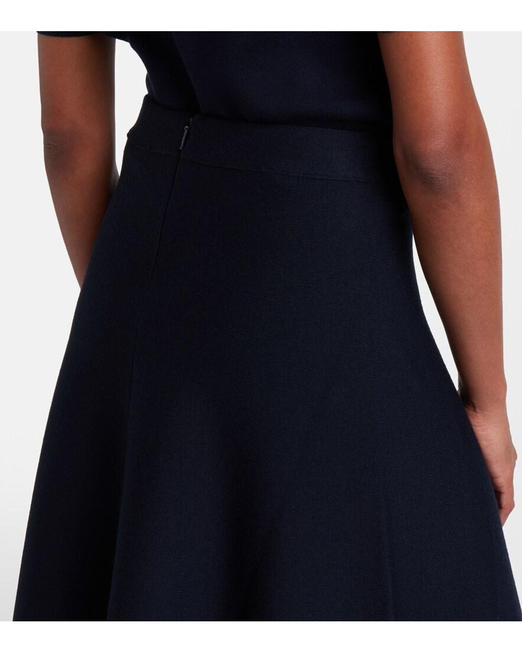 Moncler Black Wool-Blend Midi Skirt