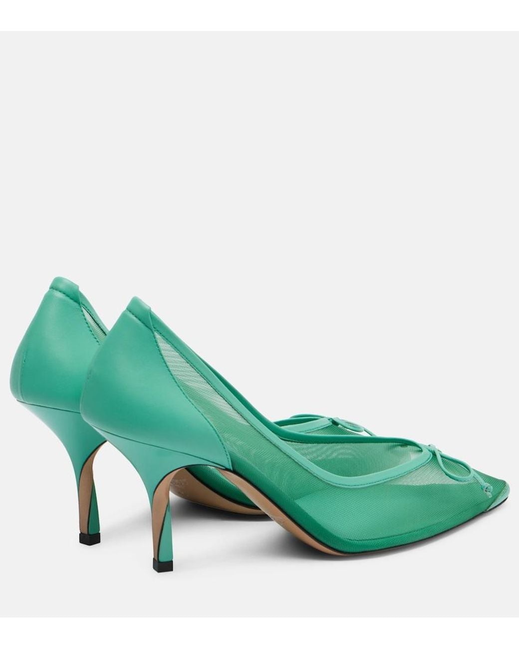 Jacquemus Green Tourni 80 Leather-Trimmed Mesh Pumps