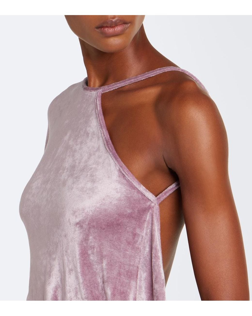 Rick Owens Purple Lilies Tungsten Draped Open-Back Velvet Gown