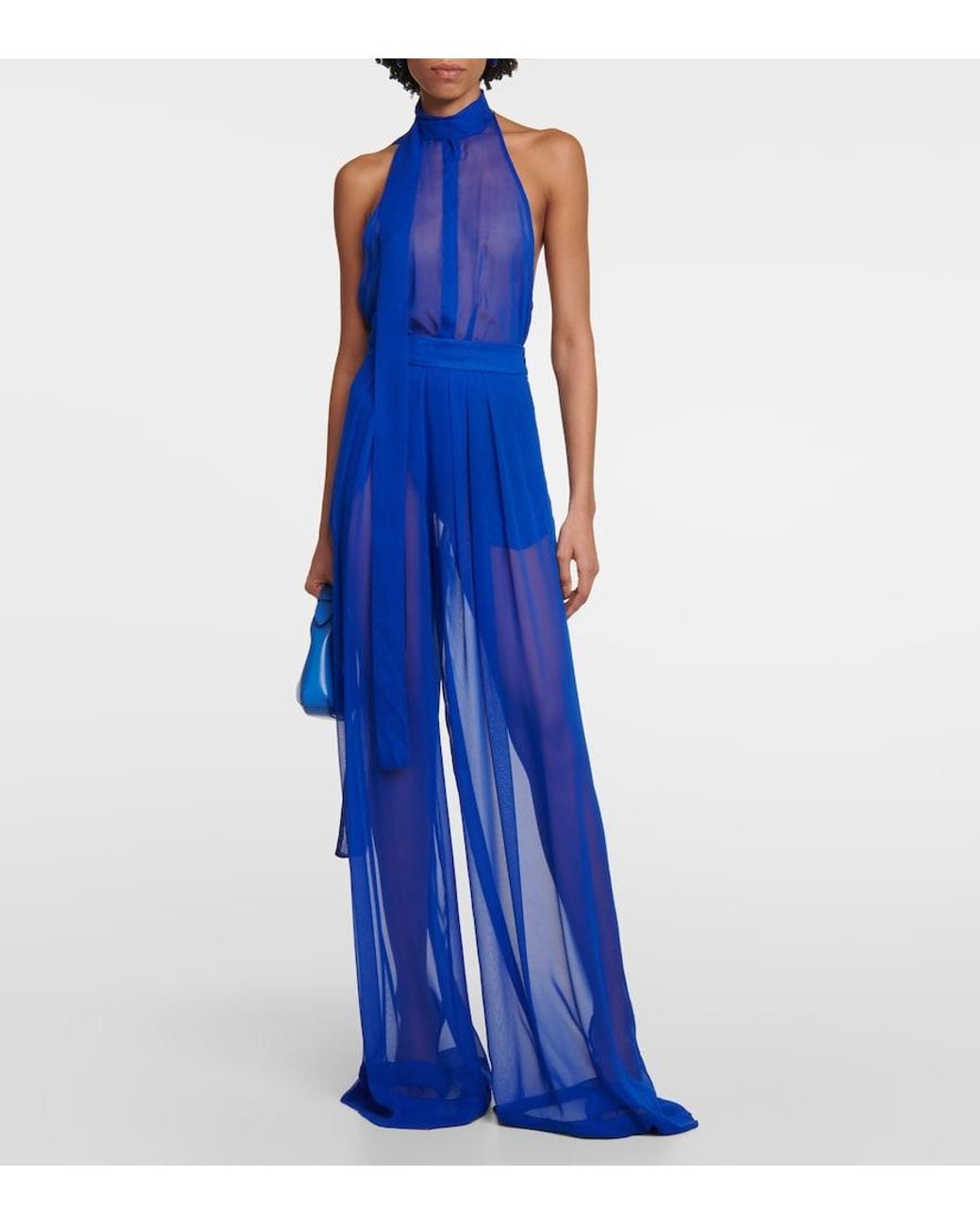 LAQUAN SMITH Blue Body Aus Seide