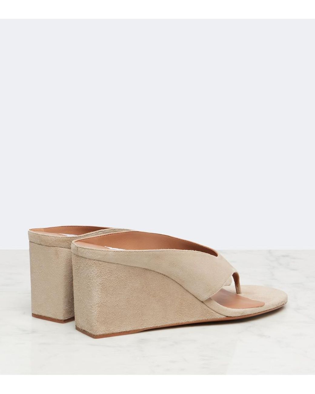 Alaïa Brown Cube 75 Suede Thong Sandals