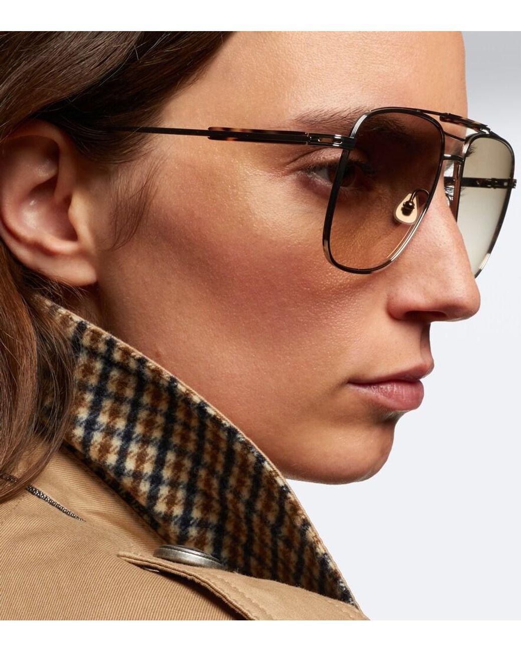 Brunello Cucinelli Natural Sartorial Sunset Aviator Sunglasses