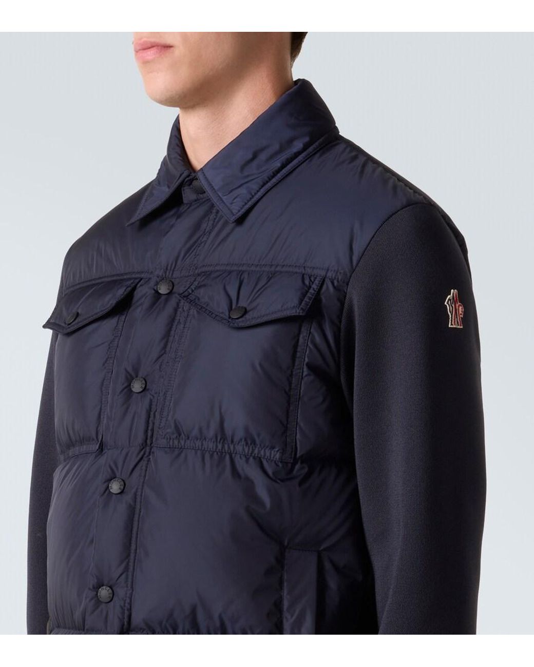 Moncler Blue Down-Paneled Cardigan for men