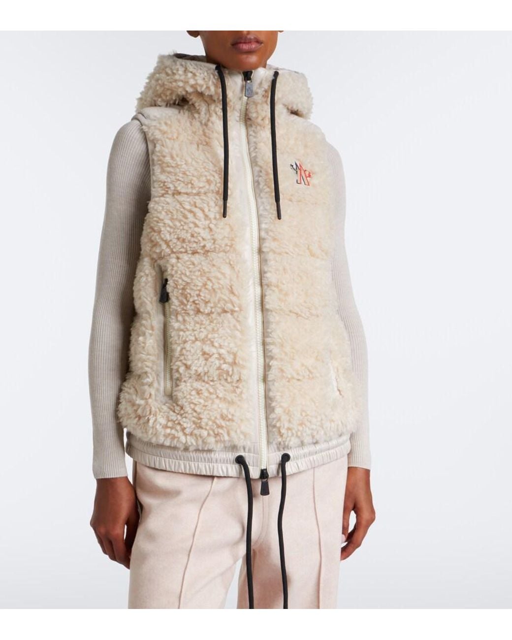 Moncler Natural Hooded Teddy Down Vest