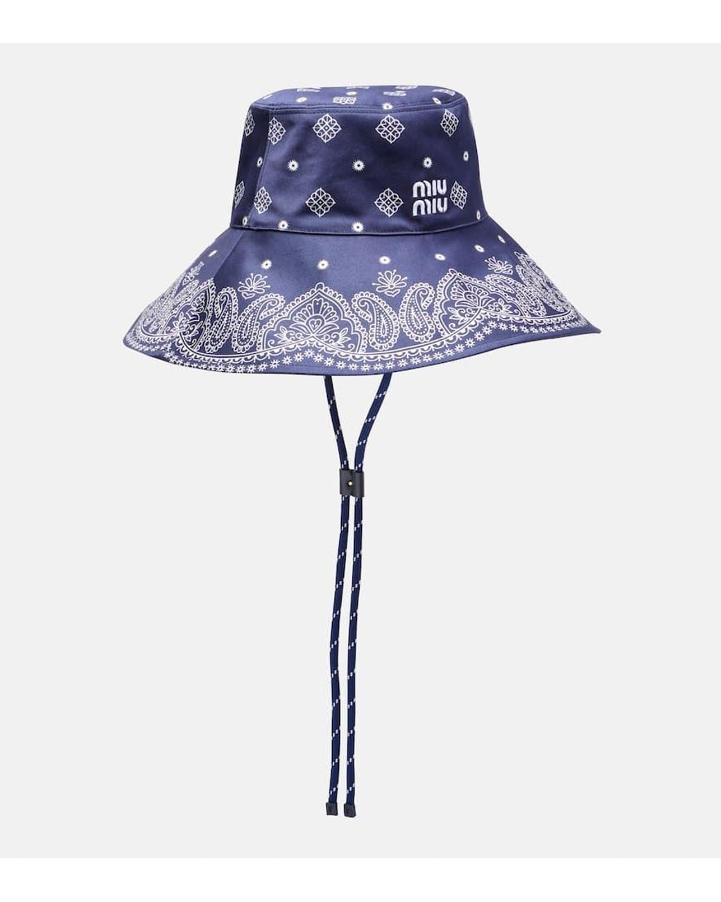 Miu Miu 水色ストライプ バケットハット Miu Miu Bandana Cotton Bucket Hat in Blue | Lyst