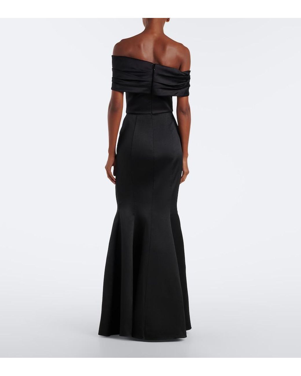 Solace London Black Alta Off-Shoulder Satin Bustier Dress