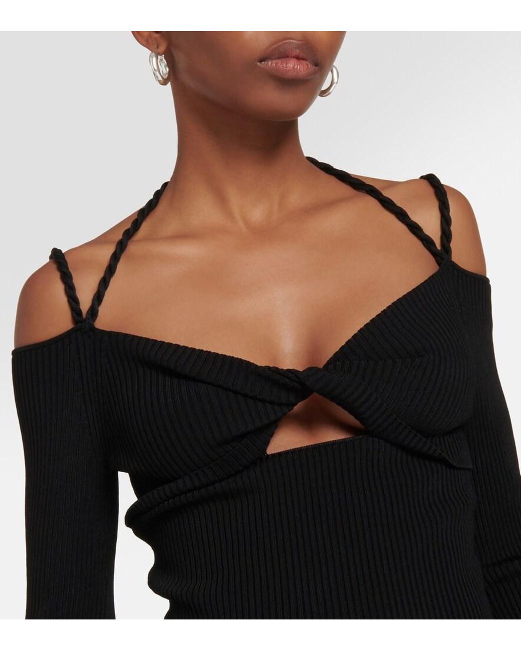 Altuzarra Black Ribbed-Knit Cutout Top