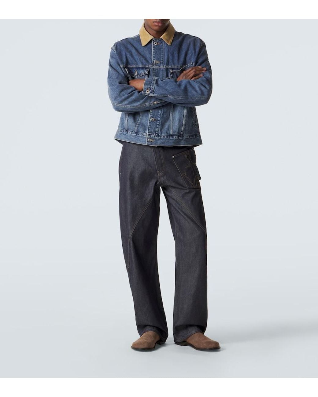J.W. Anderson Blue Corduroy-Trimmed Denim Jacket for men