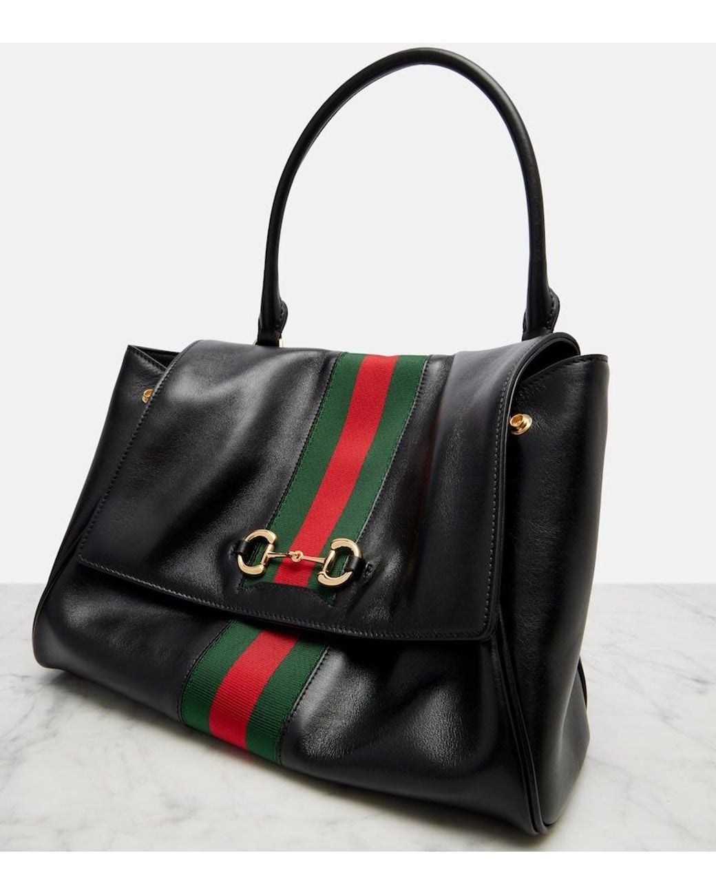Gucci Black Paparazzo Medium Leather Tote Bag