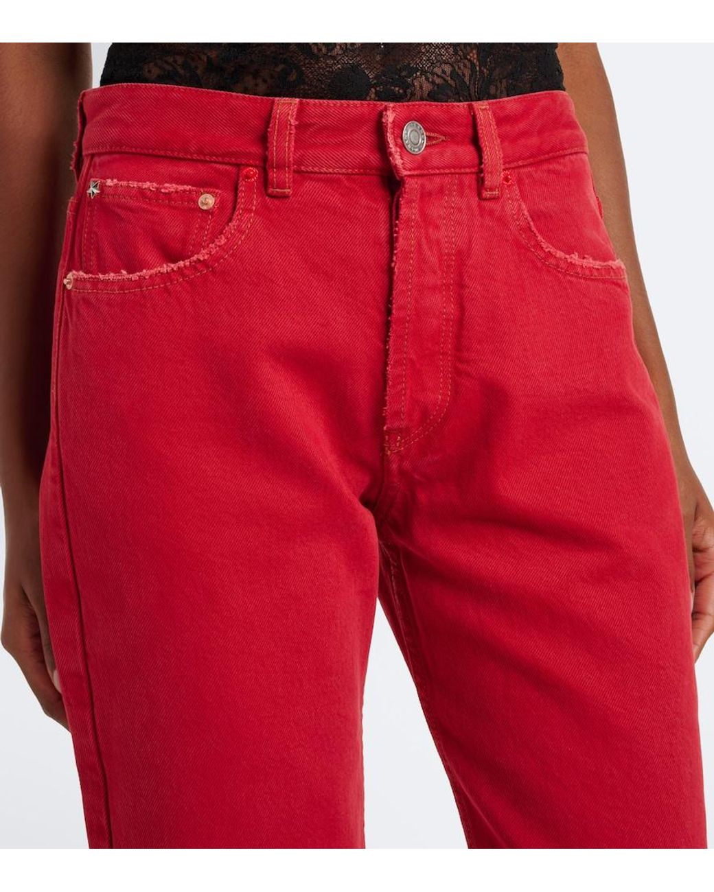 Isabel Marant Red Daya Distressed Slim Jeans