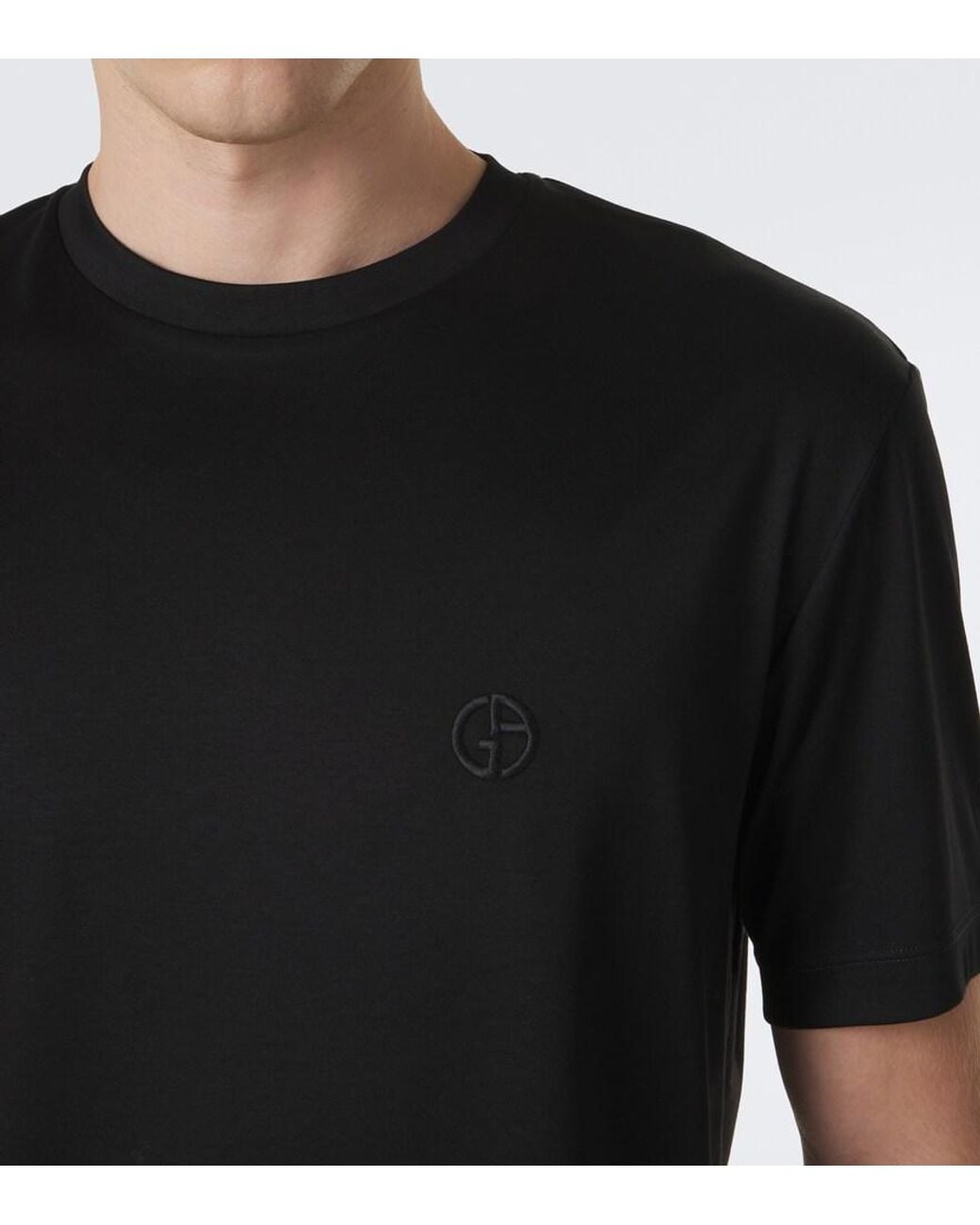 Giorgio Armani Black Cotton Jersey T-Shirt for men