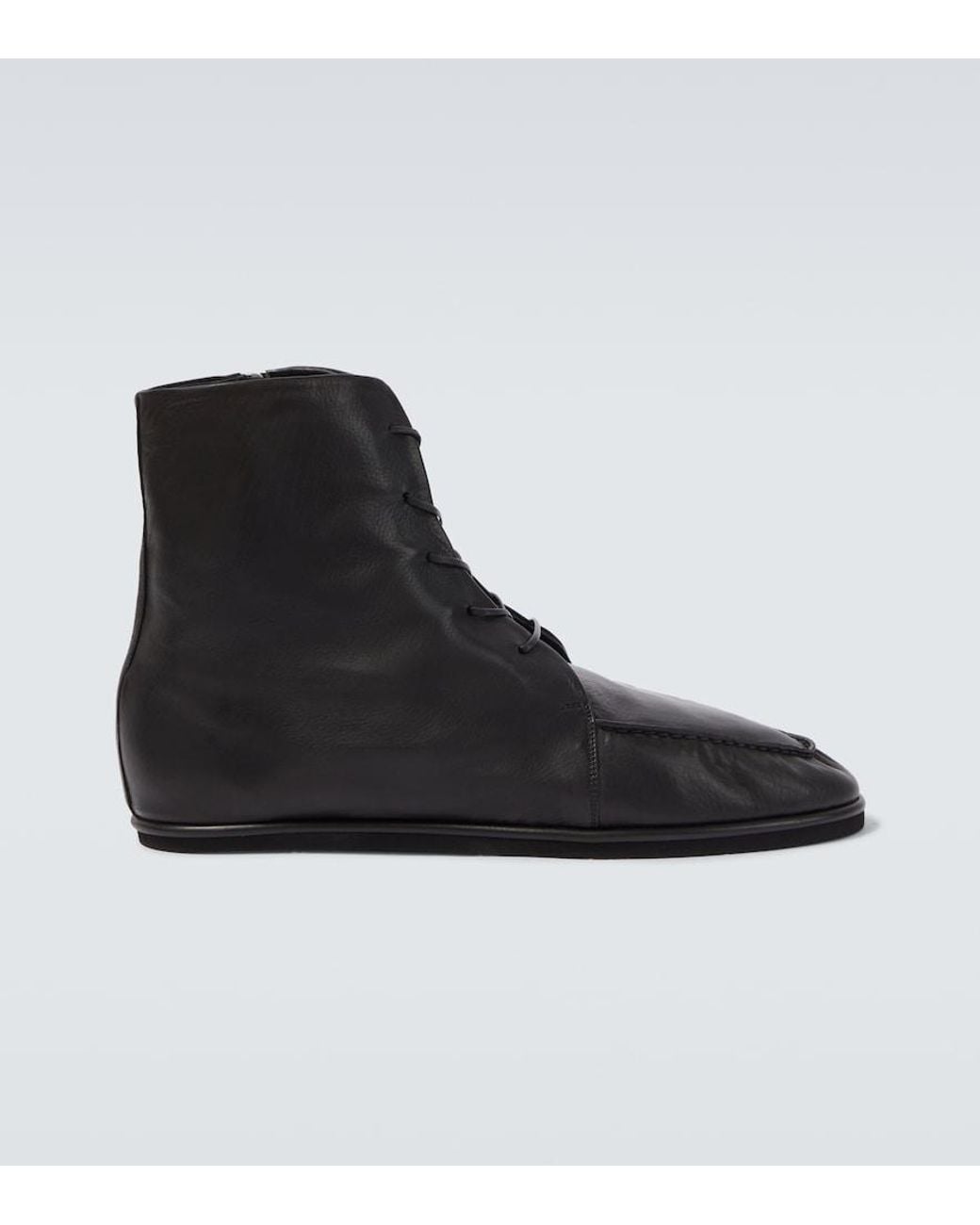 Auralee Black Leather Derby Boots for men