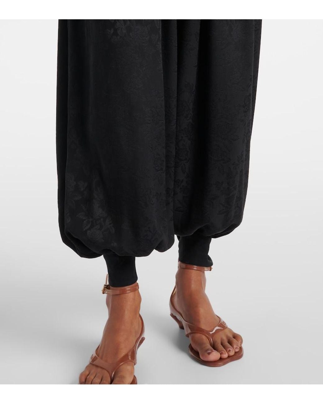 Chloé Black Silk Jacquard Wide-Leg Pants