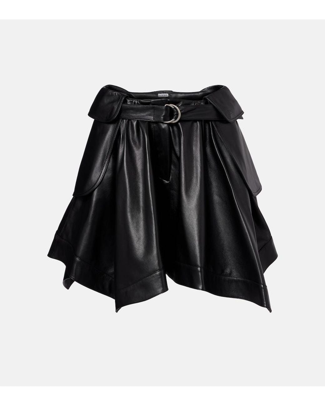 Loewe Black Double L Belted Leather Miniskirt