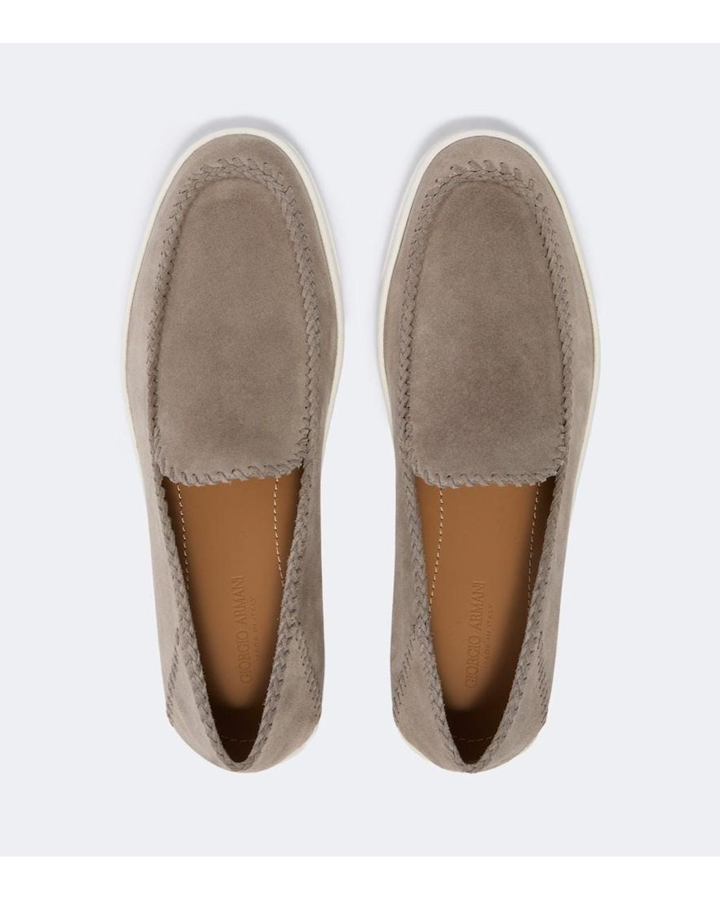 Giorgio Armani Gray Suede Slip-On Shoes for men