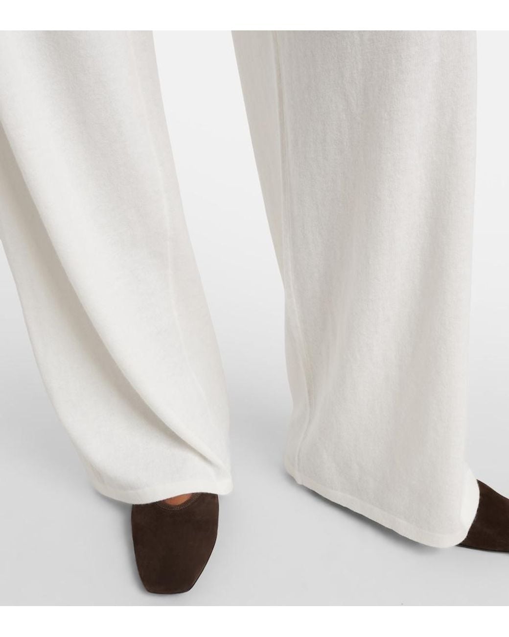 Lisa Yang White Aina Cotton And Cashmere Wide-Leg Pants