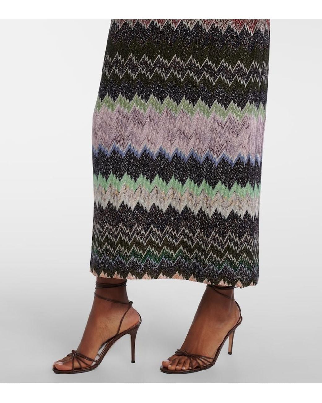 Missoni Black Zigzag-Intarsia Fine-Knit Midi Dress