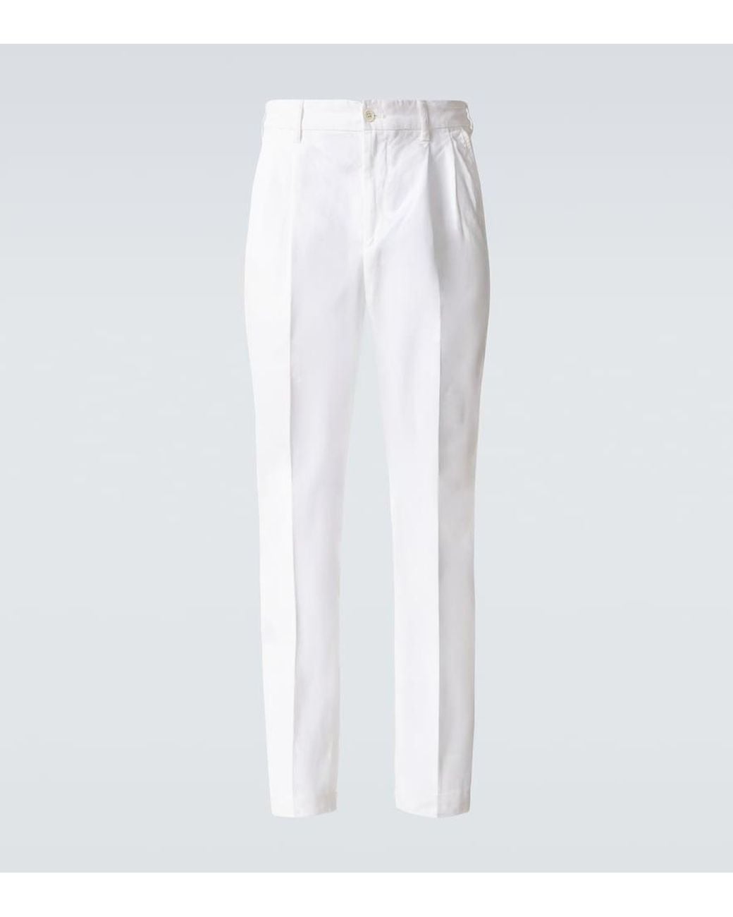 Dunhill White Cotton And Cashmere Straight Pants for men