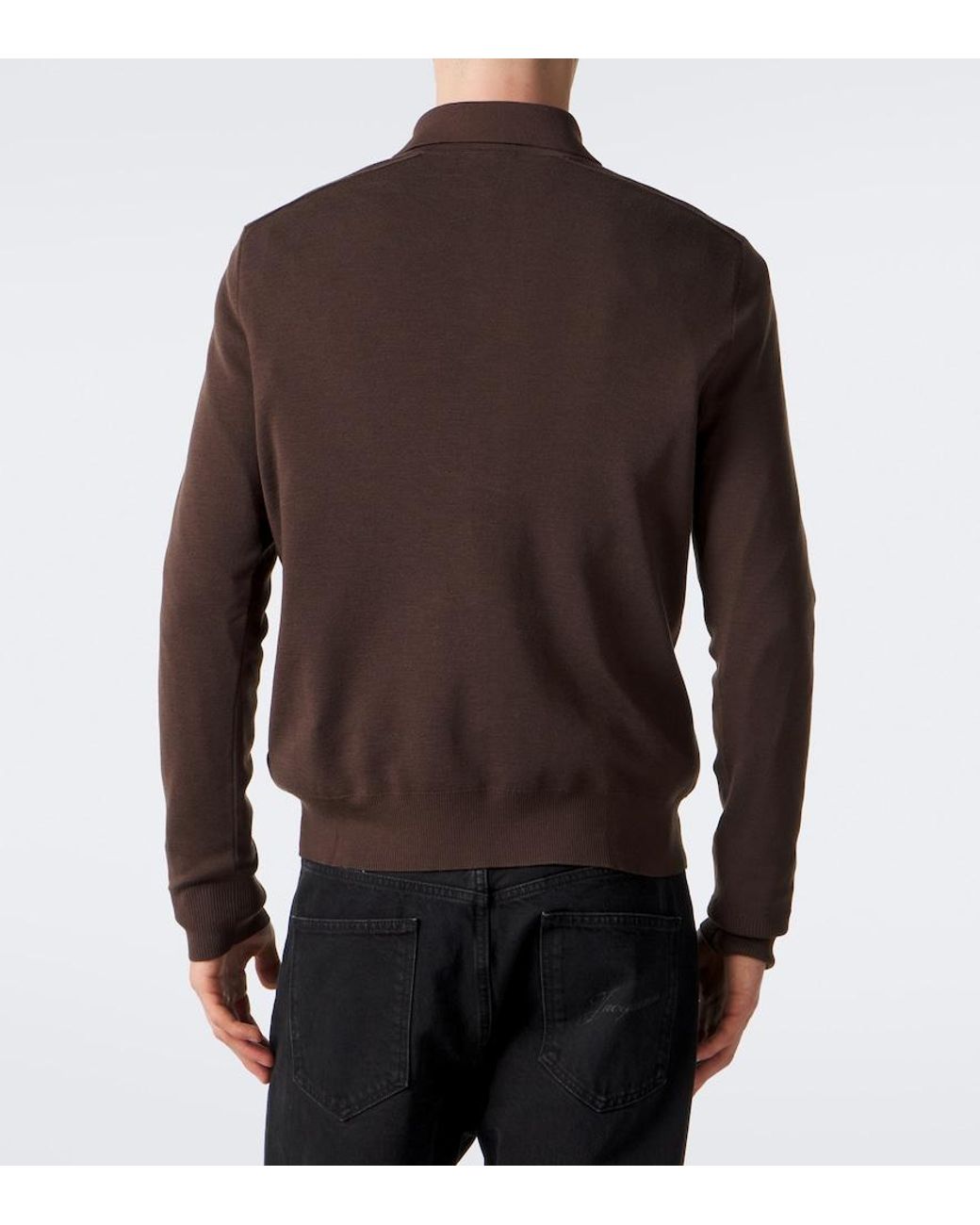 Burberry Brown Wool Polo Sweater for men