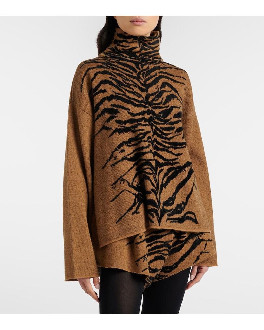 Alaïa Brown Jacquard Turtleneck Sweater
