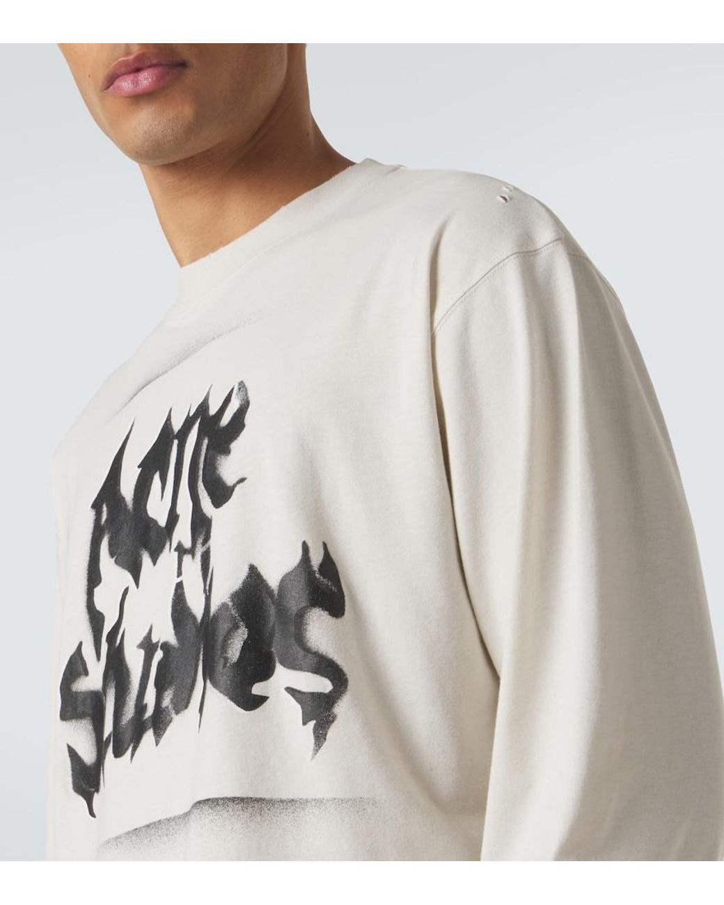 Acne Gray Logo Cotton-Blend Jersey T-Shirt for men
