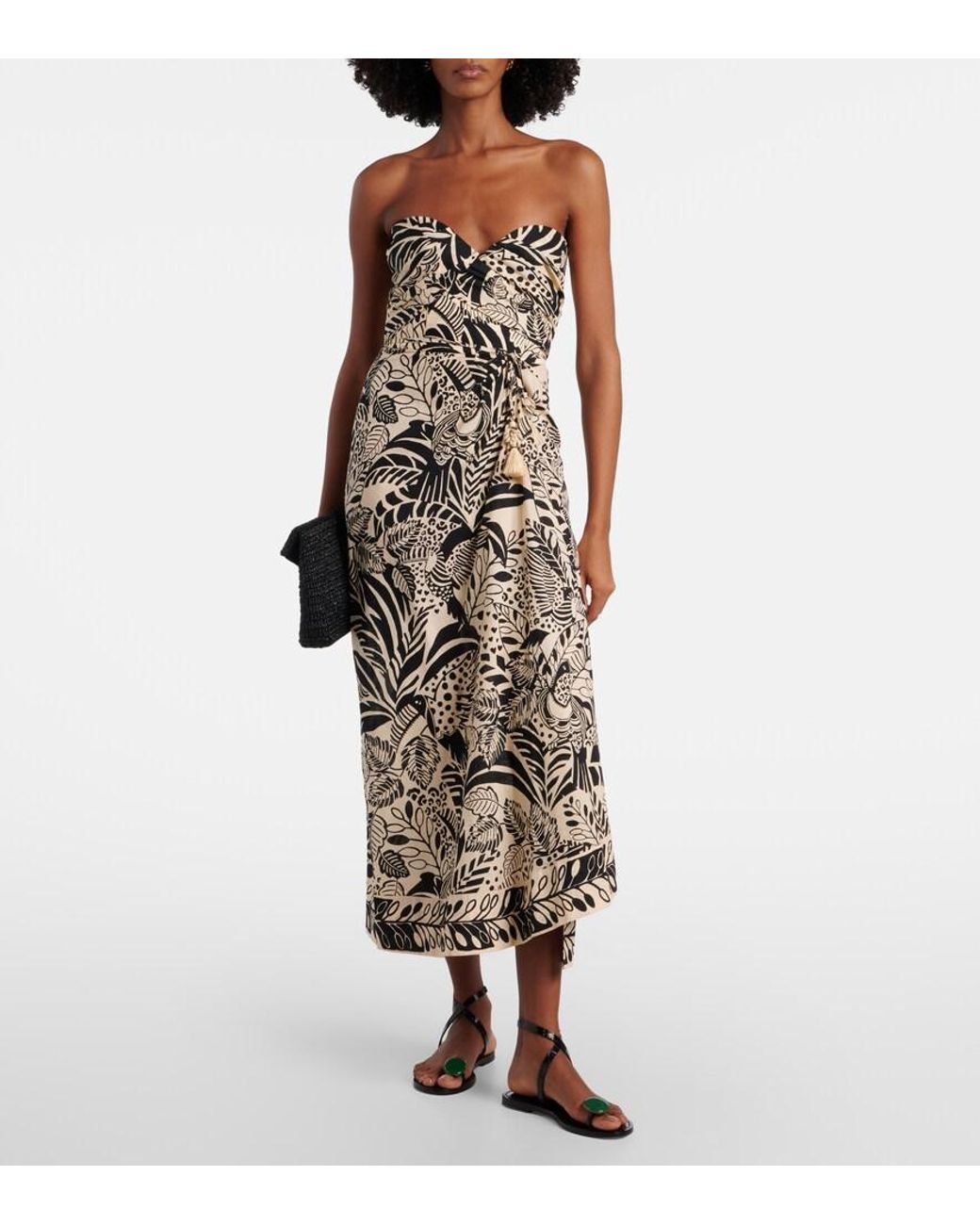 Poupette White Collina Printed Cotton Midi Dress