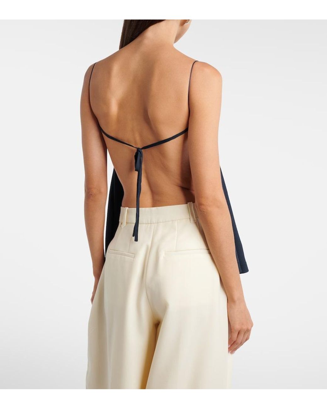 Jacquemus Blue Voile Open-Back Jersey Top