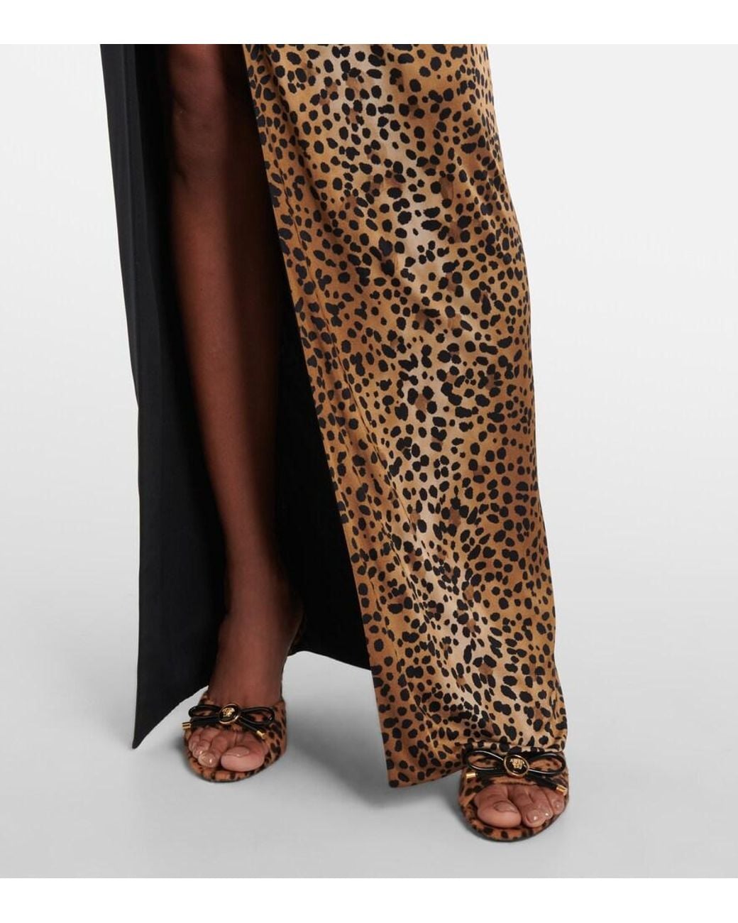 Versace Brown Leopard Medusa '95 Draped Maxi Dress