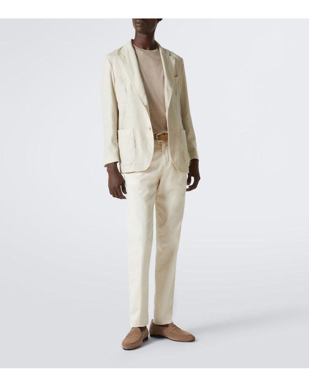 Rubinacci White Suede Penny Loafers for men