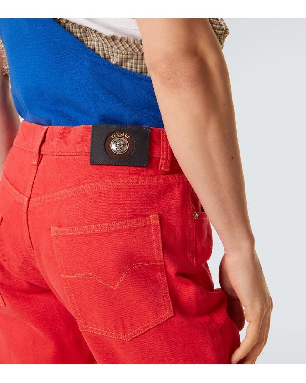 Versace Red Straight Jeans for men