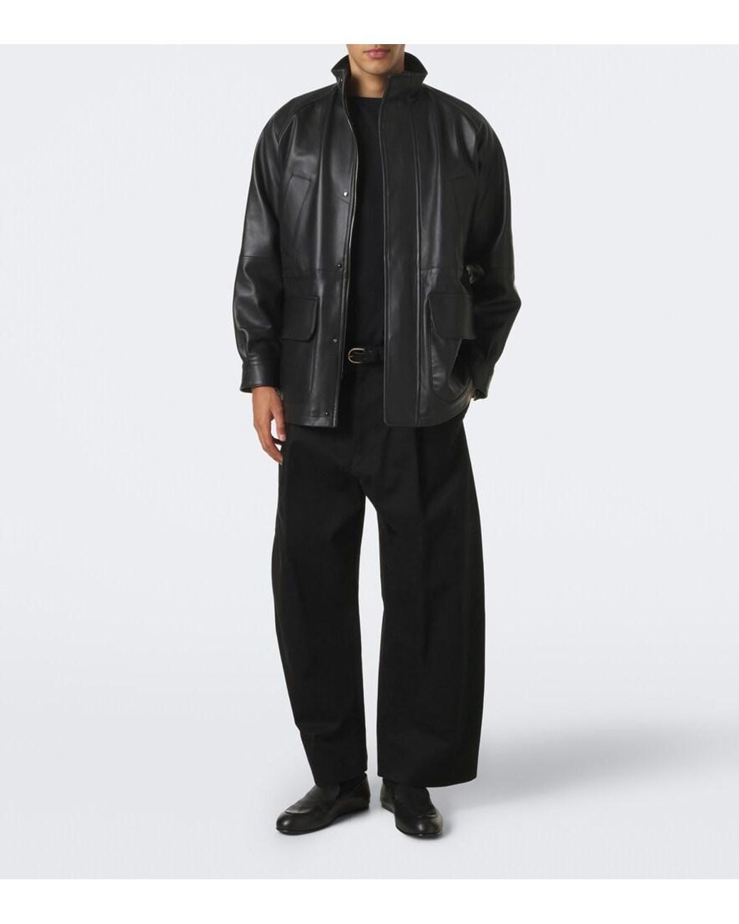 STÒFFA Black Leather Jacket for men