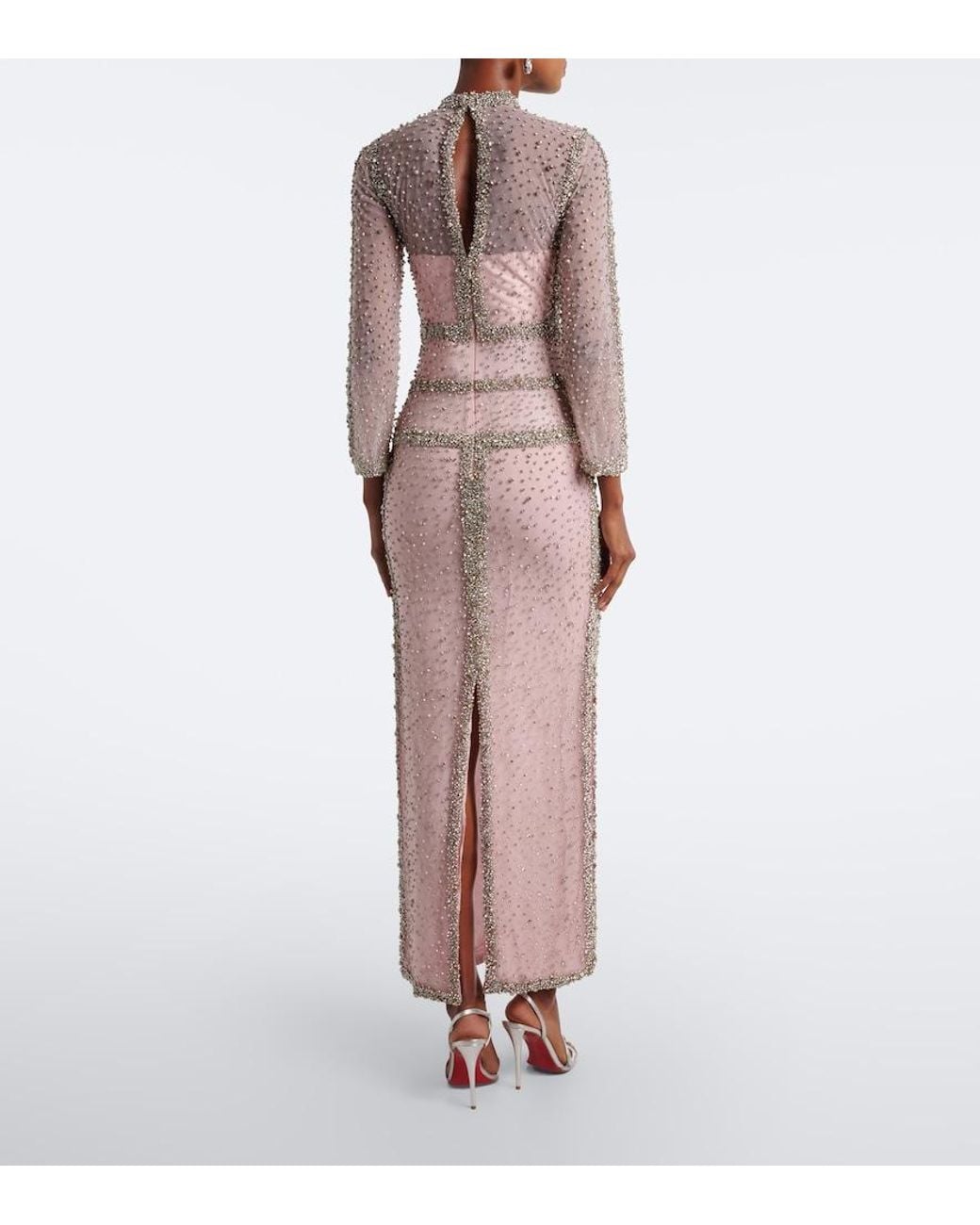Costarellos Pink Belina Embellished Tulle Gown