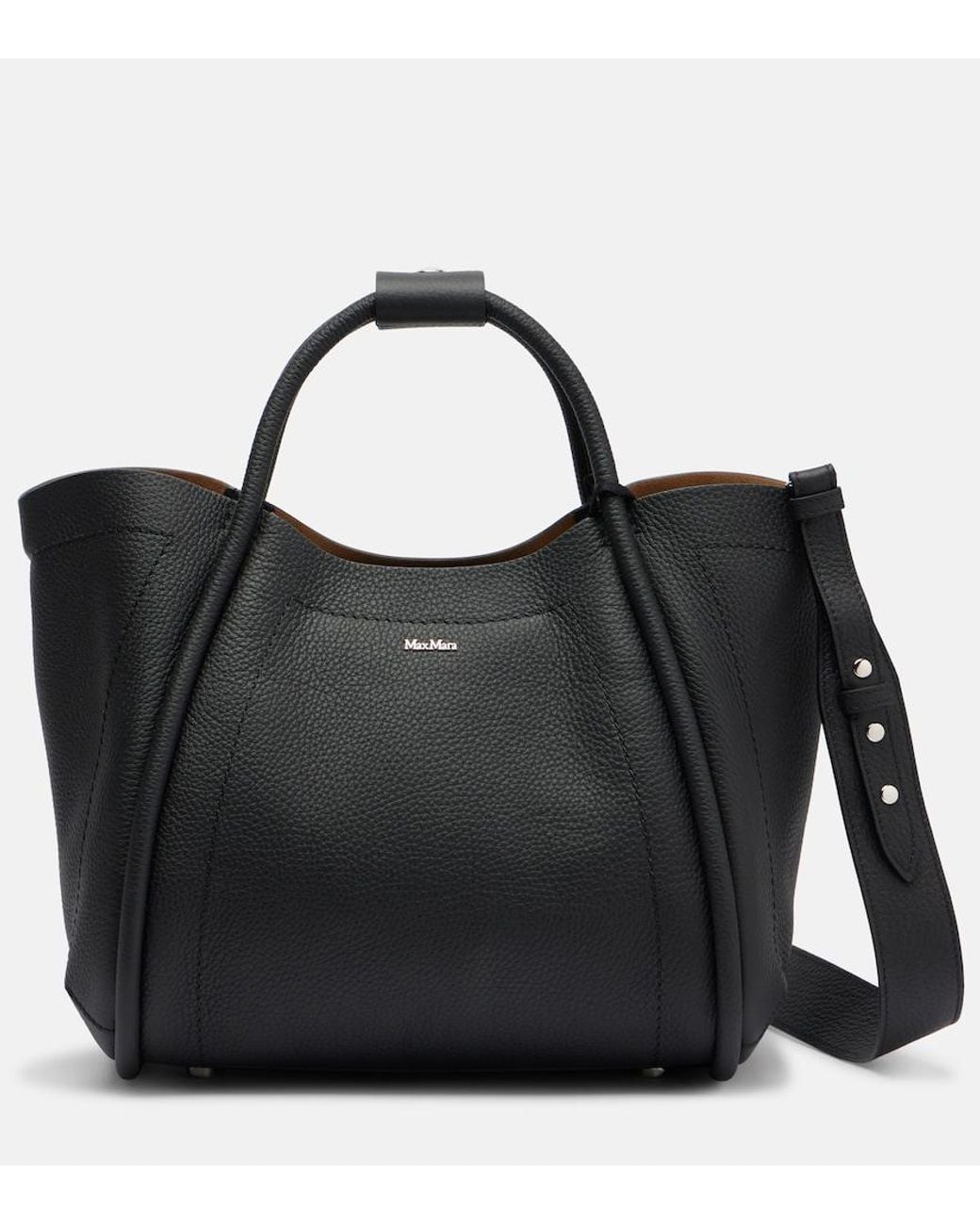 Max Mara Black Marine Leather Tote Bag