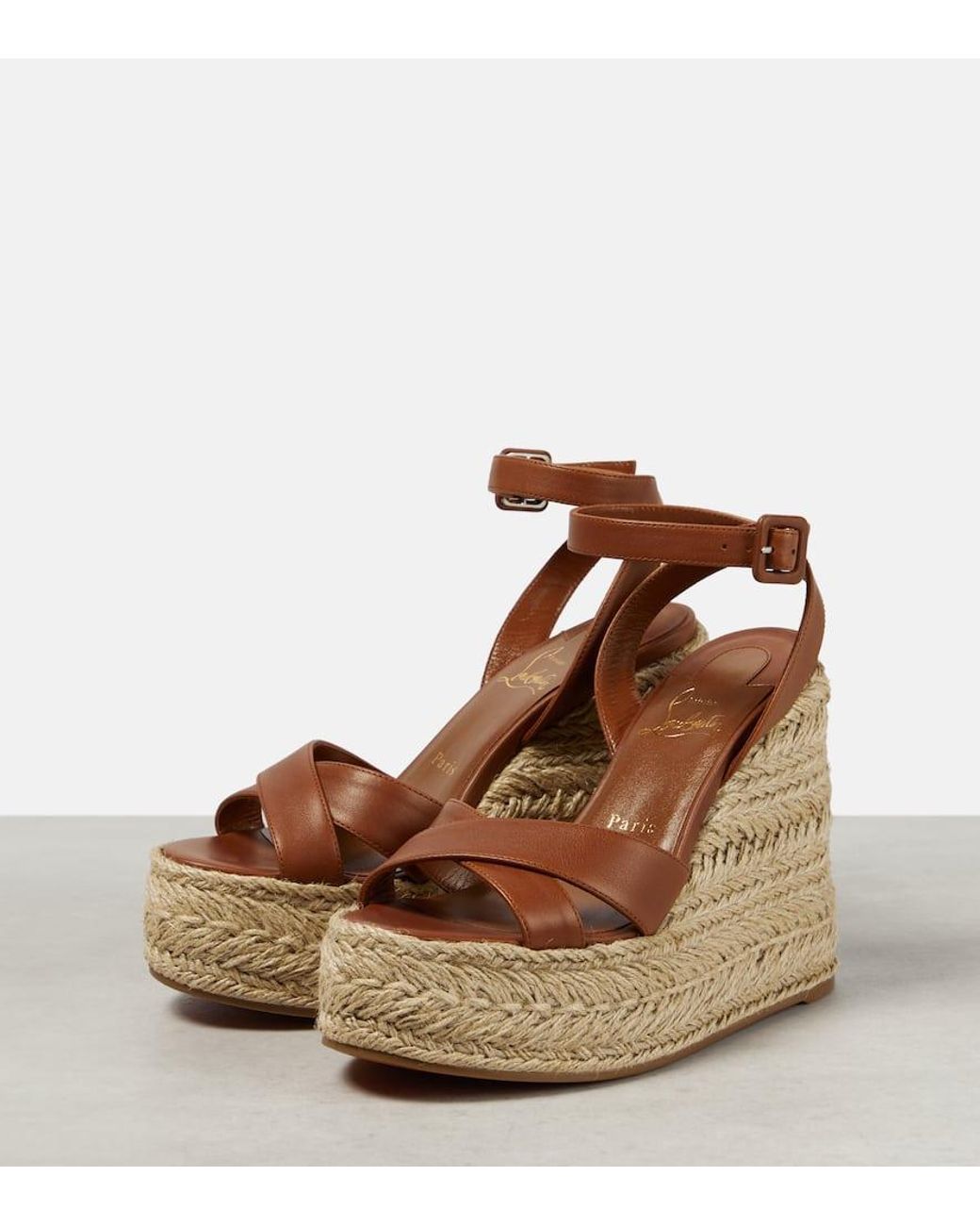 【Christian Louboutin】 Mariza snake-printレザーエスパドリー Mariza snake-print leather espadrille wedges in