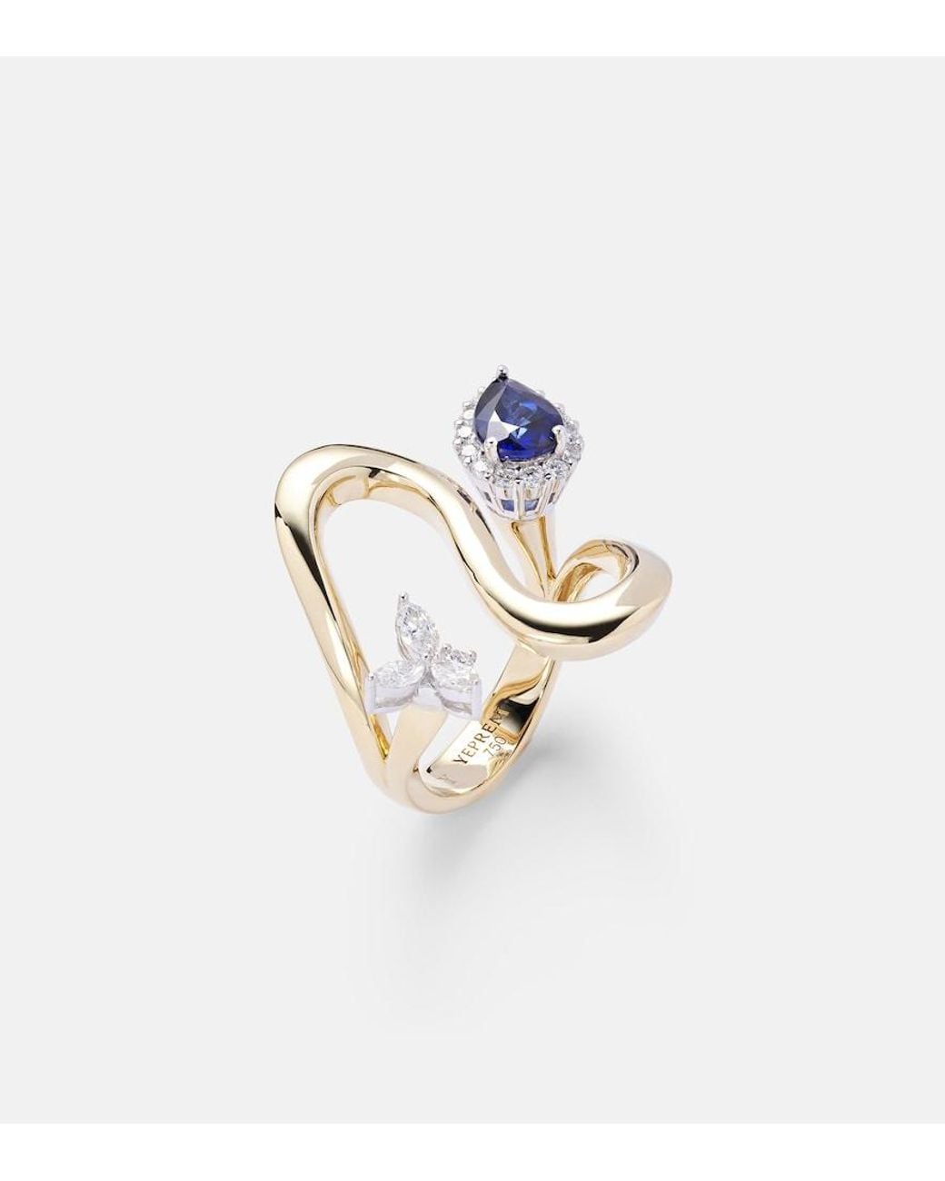 YEPREM Blue Reign Supreme 18Kt Ring With Diamonds And Sapphires