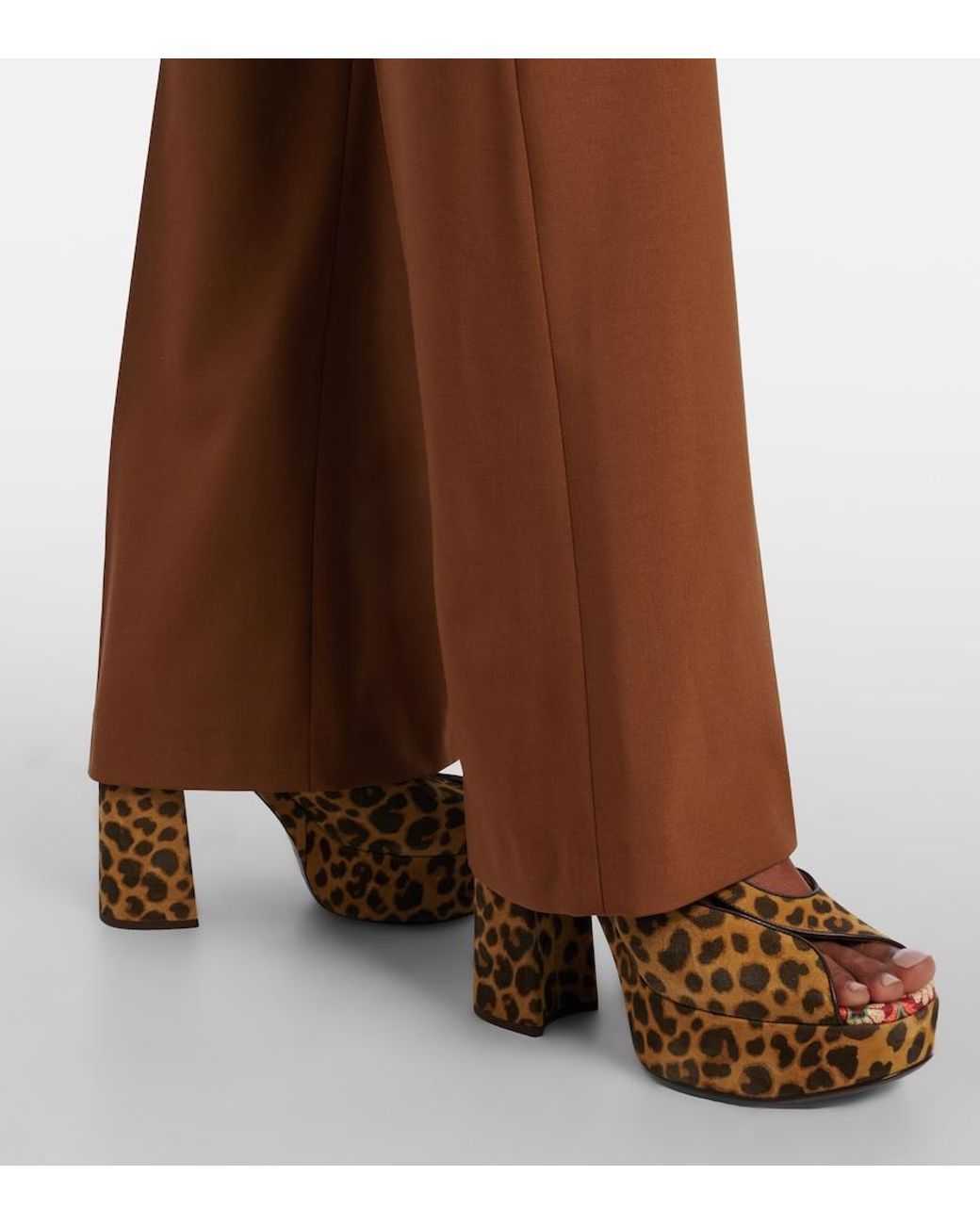 Etro Metallic 120 Leopard-Print Canvas Platform Sandals