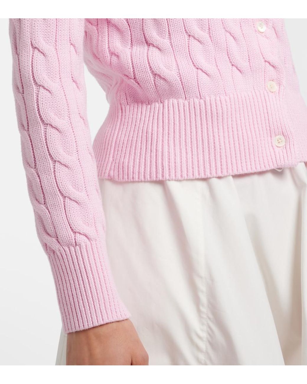 Polo Ralph Lauren Pink Cable-Knit Cotton Cardigan