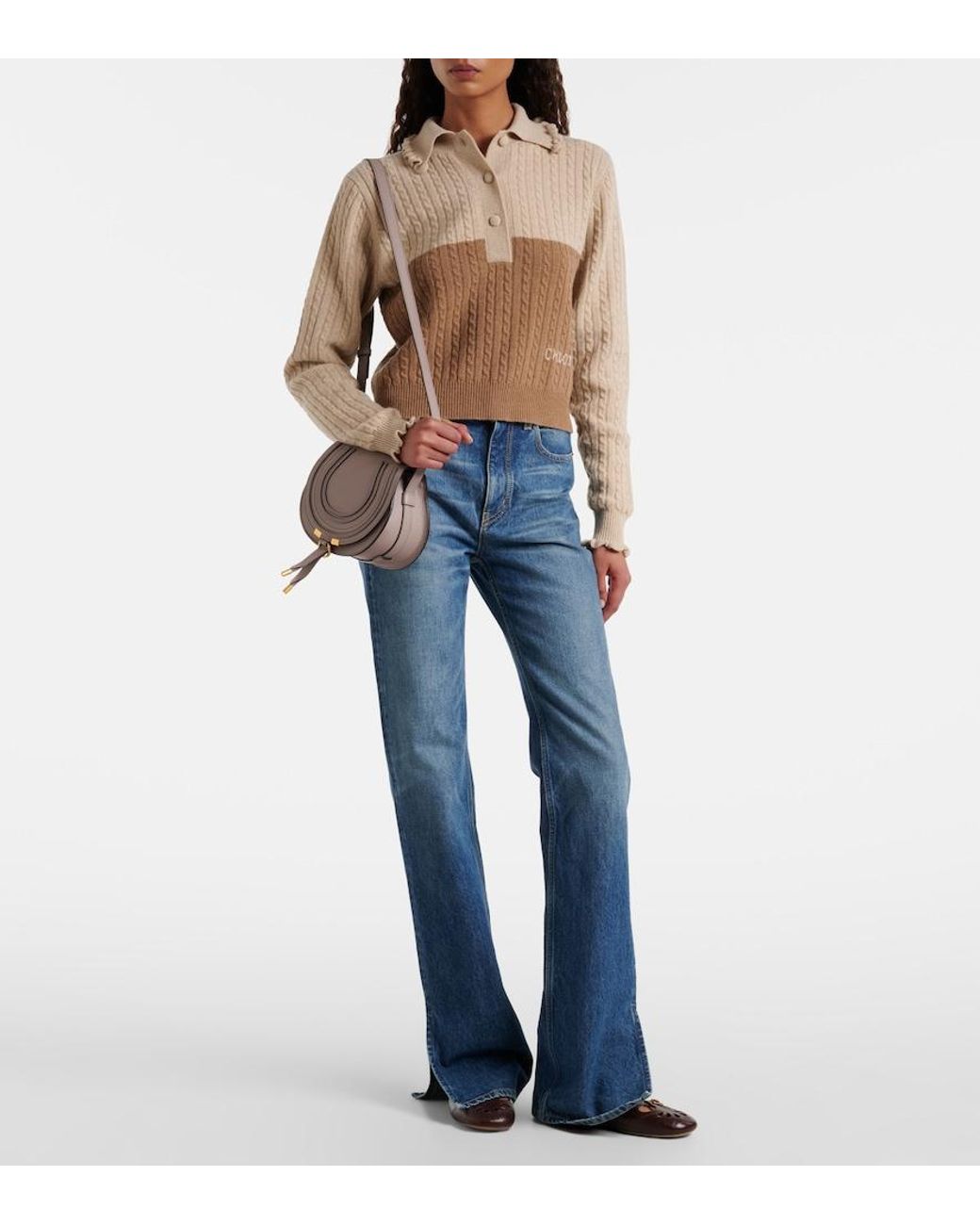 Chloé Gray Marcie Small Leather Crossbody Bag