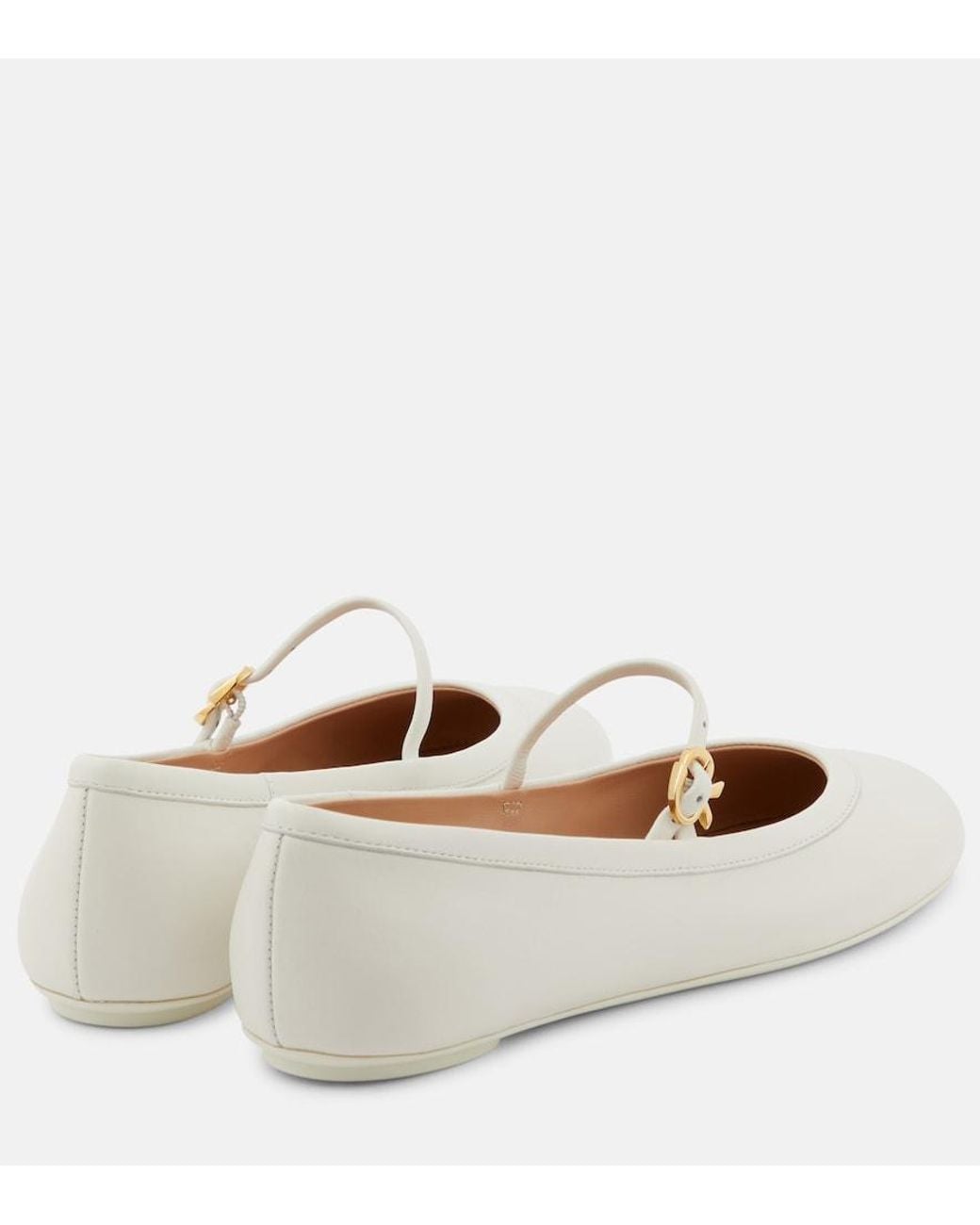 Gianvito Rossi White Carla Leather Mary Jane Flats