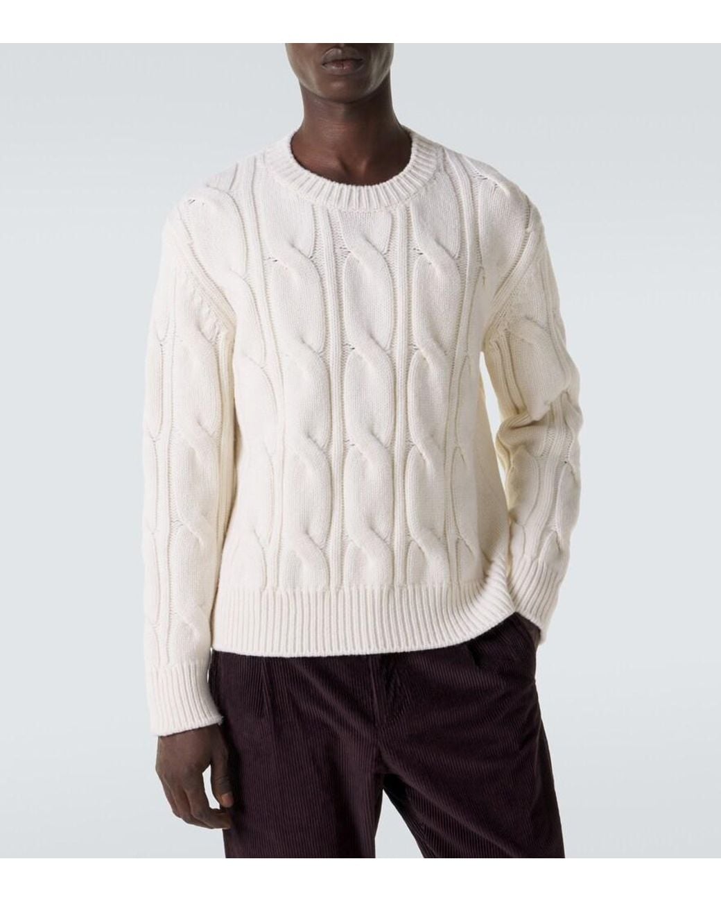 Eleventy White Cable-Knit Wool Sweater for men