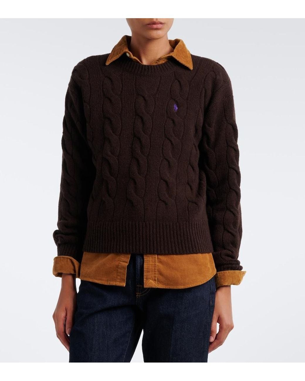 Polo Ralph Lauren Black Cable-Knit Wool And Cashmere Sweater