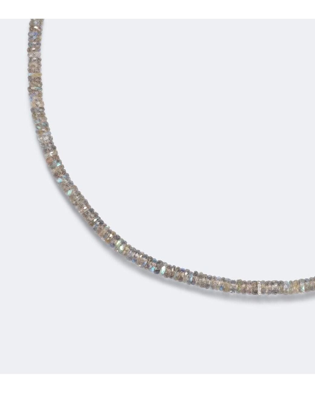 Sydney Evan White 14Kt Beaded Necklace With Quartz And Diamonds for men