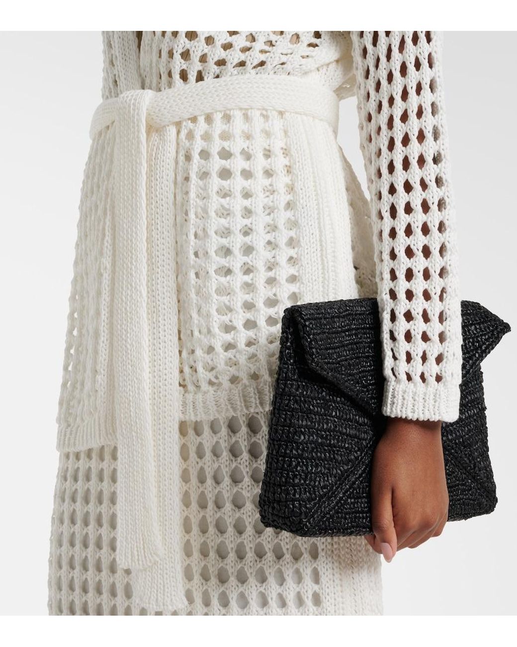 Max Mara White Gelo Open-Knit Cotton Wrap Cardigan