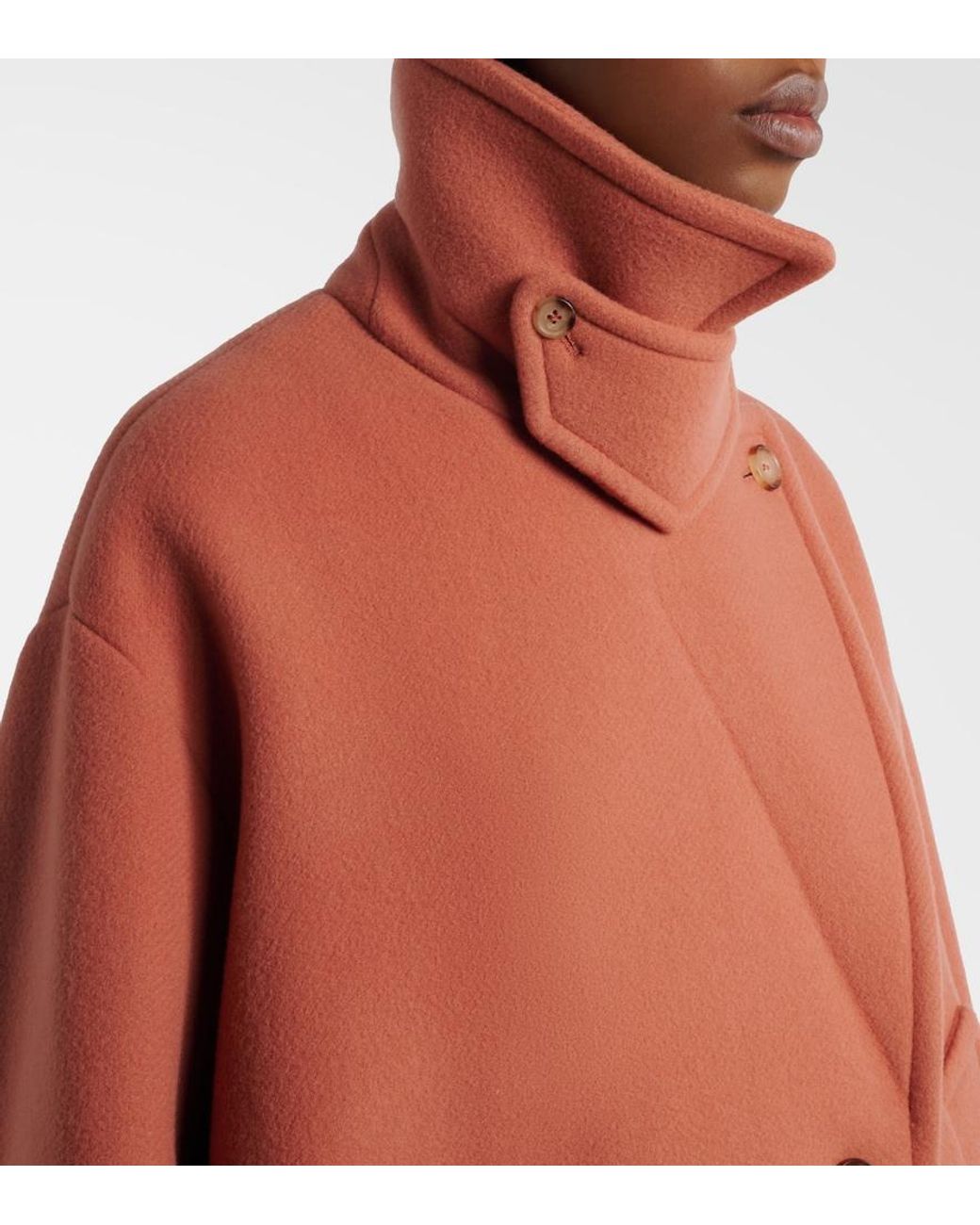 Chloé Orange Oversized Wool-Blend Peacoat