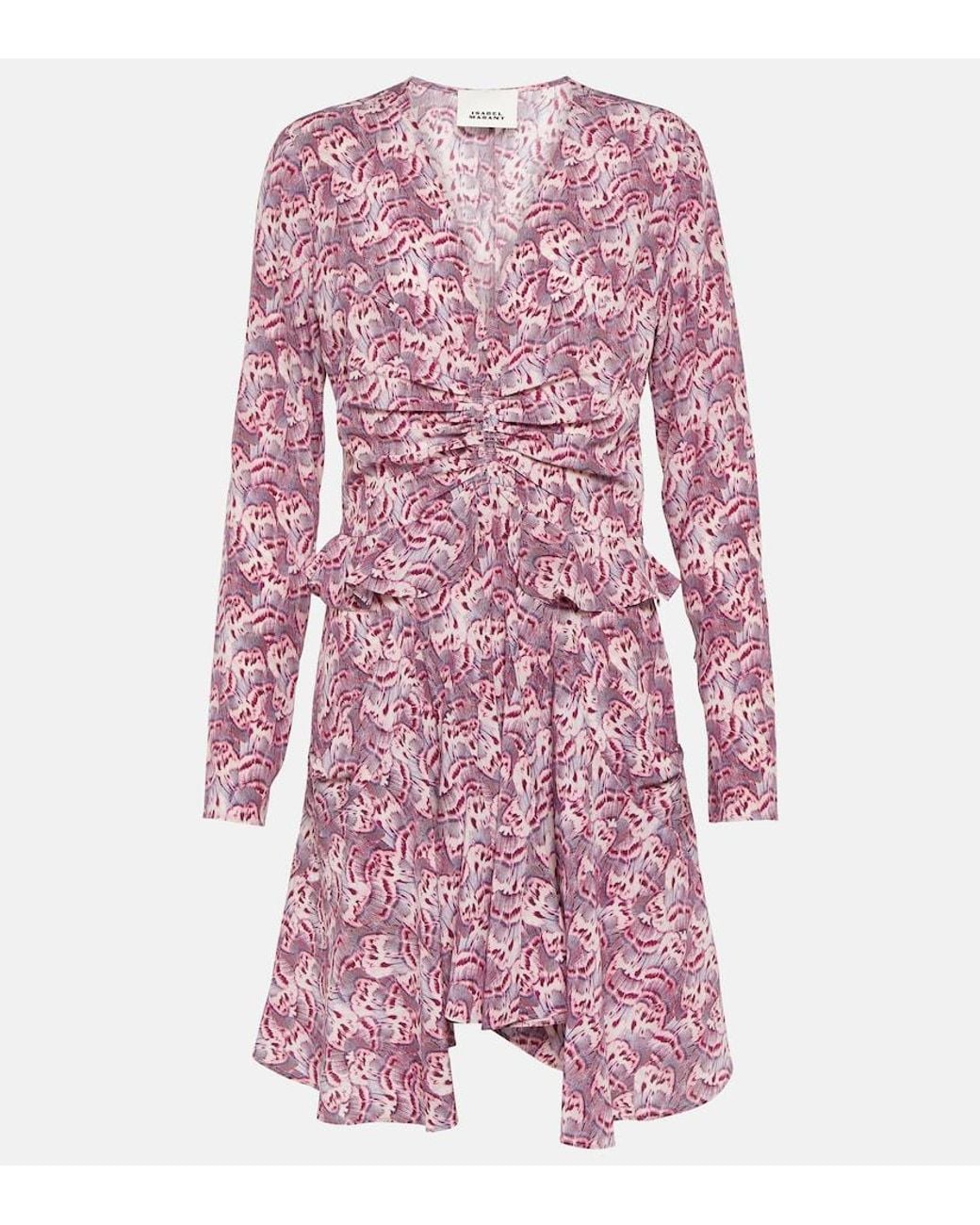 Isabel Marant Pink Usmara Printed Silk-Blend Minidress