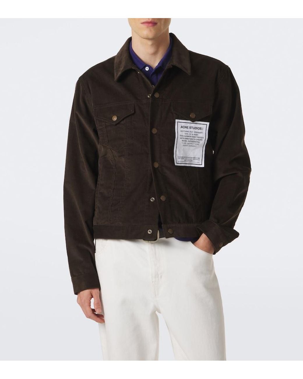 Acne Black Patch-Applique Cotton Corduroy Jacket for men