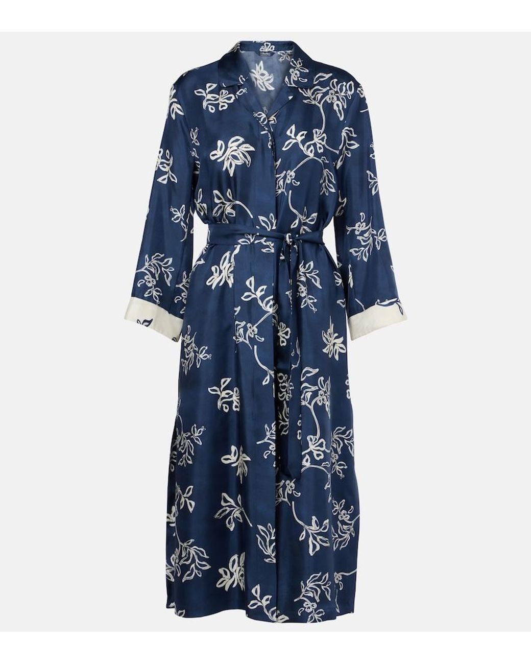 Max Mara Blue Timeo Printed Twill Wrap Dress